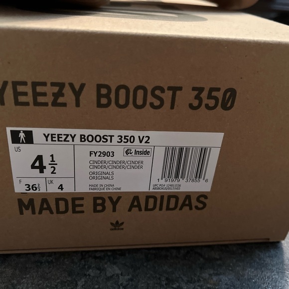 Yeezy Addias Cinder/Cinder/Cinder sz 4.5 - Picture 3 of 4